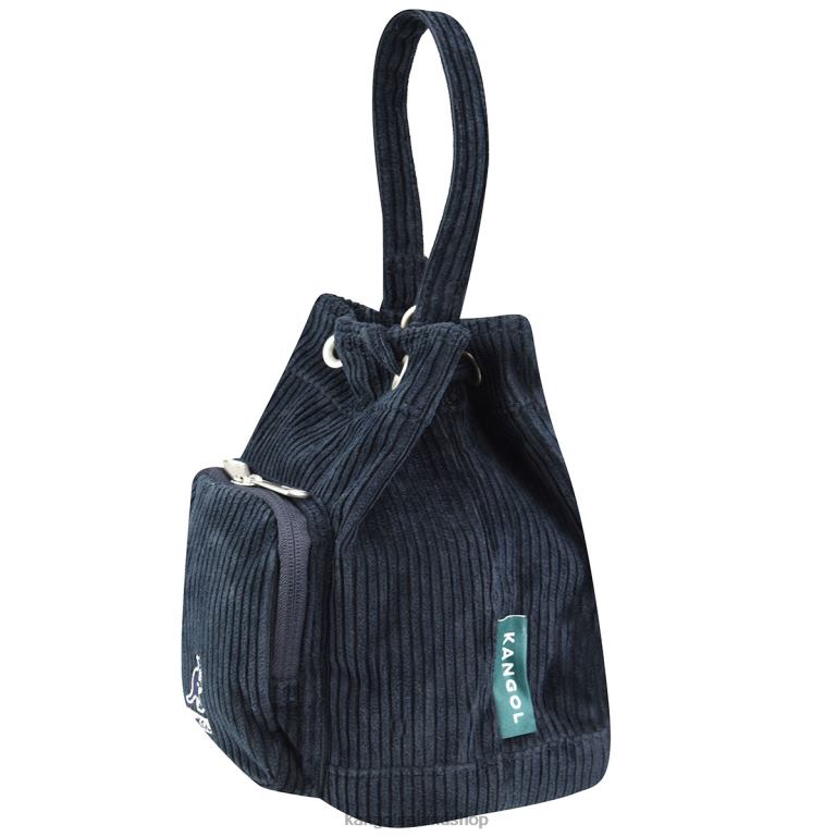 IE Kangol Cord V Pocket Bucket Bag Navy Unisex Accessories 6B26V978