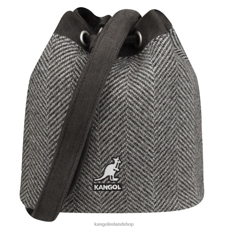 IE Kangol Herringbone Bucket Bag Grey Unisex Accessories 6B26V979