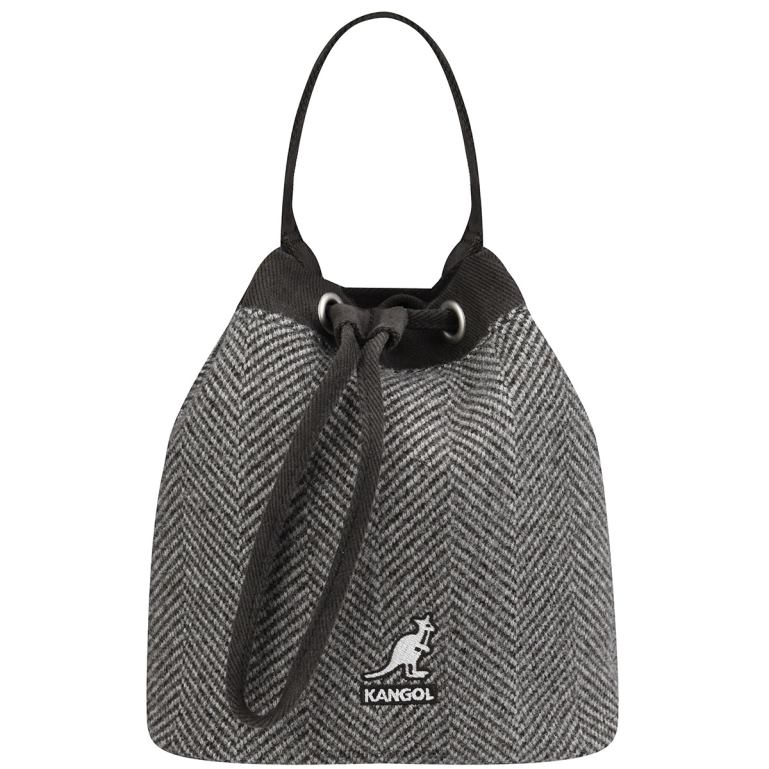 IE Kangol Herringbone Bucket Bag Grey Unisex Accessories 6B26V979