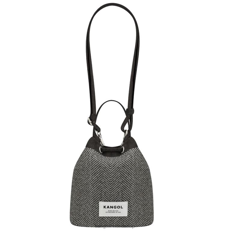 IE Kangol Herringbone Bucket Bag Grey Unisex Accessories 6B26V979