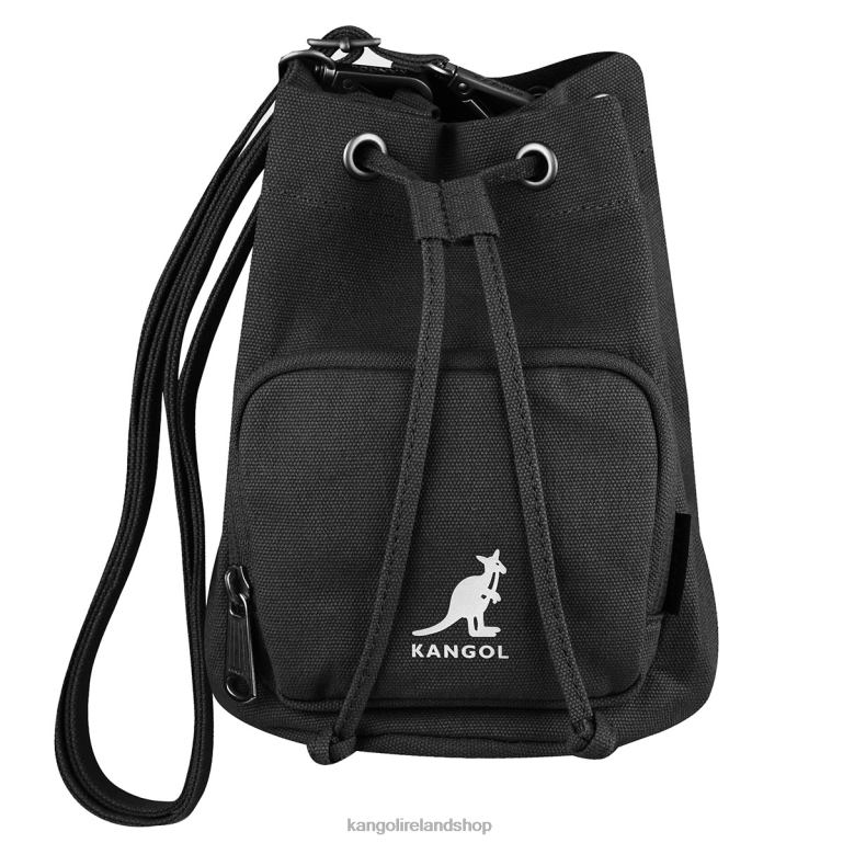 IE Kangol Lucky Canvas Bucket Bag Black Unisex Accessories 6B26V939