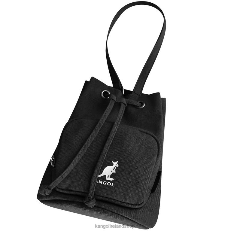 IE Kangol Lucky Canvas Bucket Bag Black Unisex Accessories 6B26V939