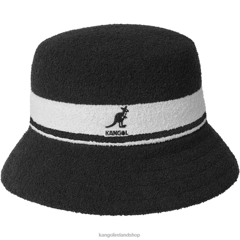 IE Kangol Bermuda Stripe Bucket Black Unisex Accessories 6B26V642