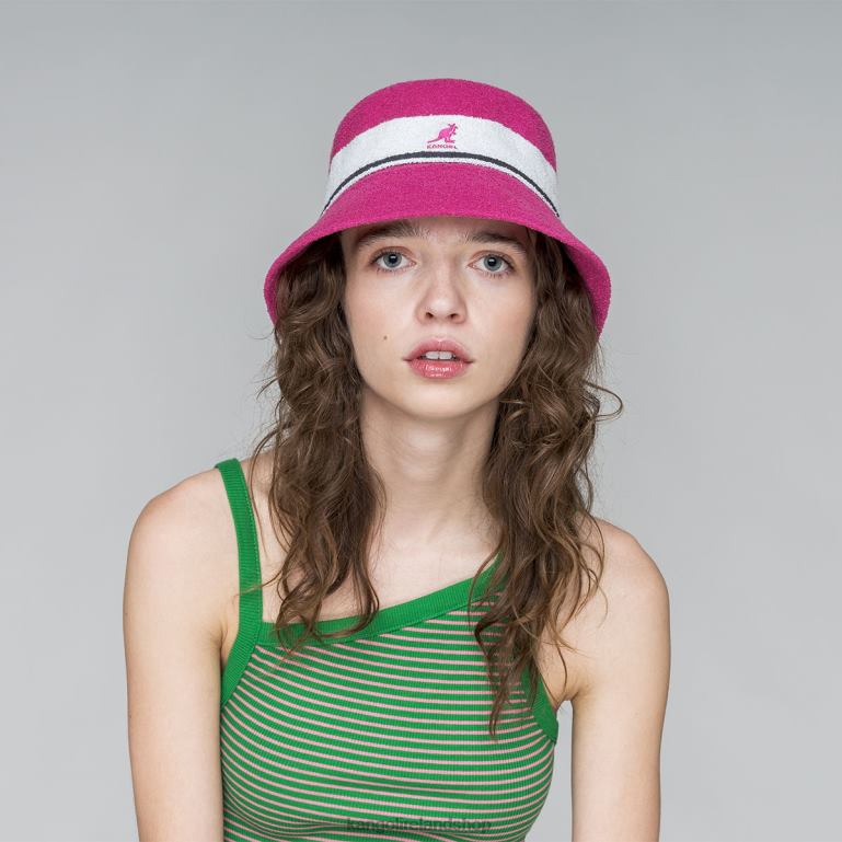 IE Kangol Bermuda Stripe Bucket Electric Pink Unisex Accessories 6B26V646