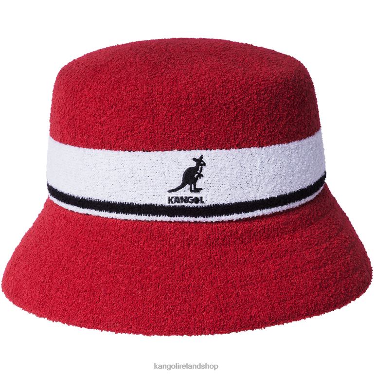 IE Kangol Bermuda Stripe Bucket Scarlet Unisex Accessories 6B26V645