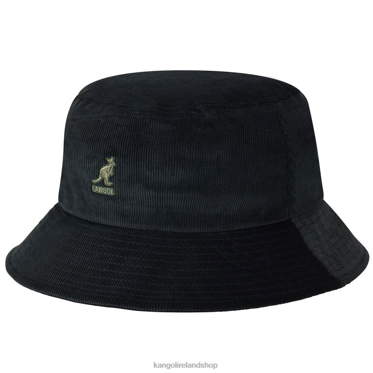 IE Kangol Cord Bucket Black Unisex Accessories 6B26V723
