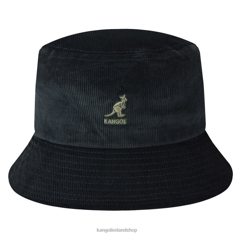 IE Kangol Cord Bucket Black Unisex Accessories 6B26V723
