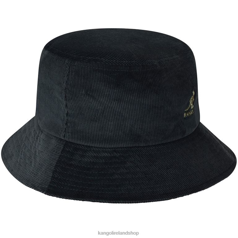 IE Kangol Cord Bucket Black Unisex Accessories 6B26V723