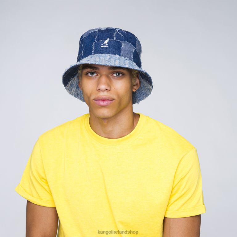 IE Kangol Denim Mash-Up Bucket Med Blue Unisex Accessories 6B26V503
