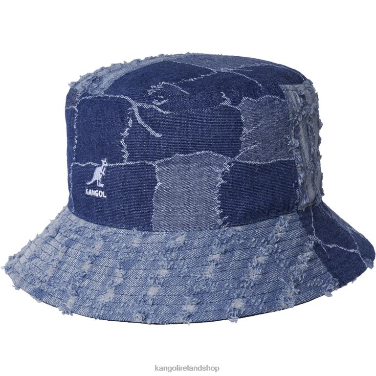 IE Kangol Denim Mash-Up Bucket Med Blue Unisex Accessories 6B26V503