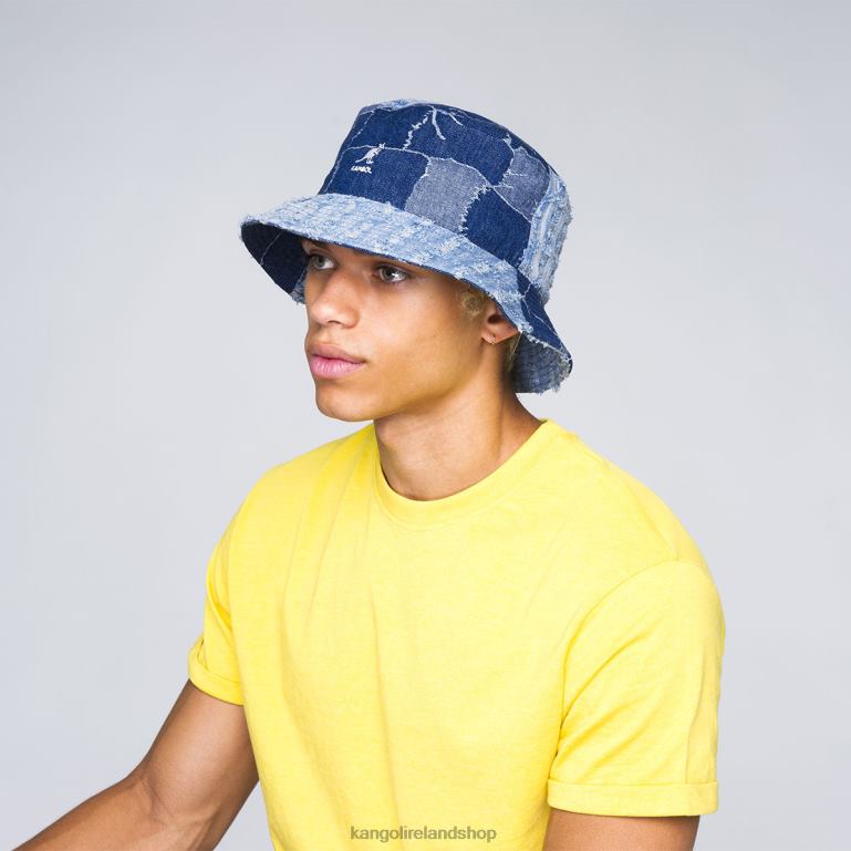 IE Kangol Denim Mash-Up Bucket Med Blue Unisex Accessories 6B26V503