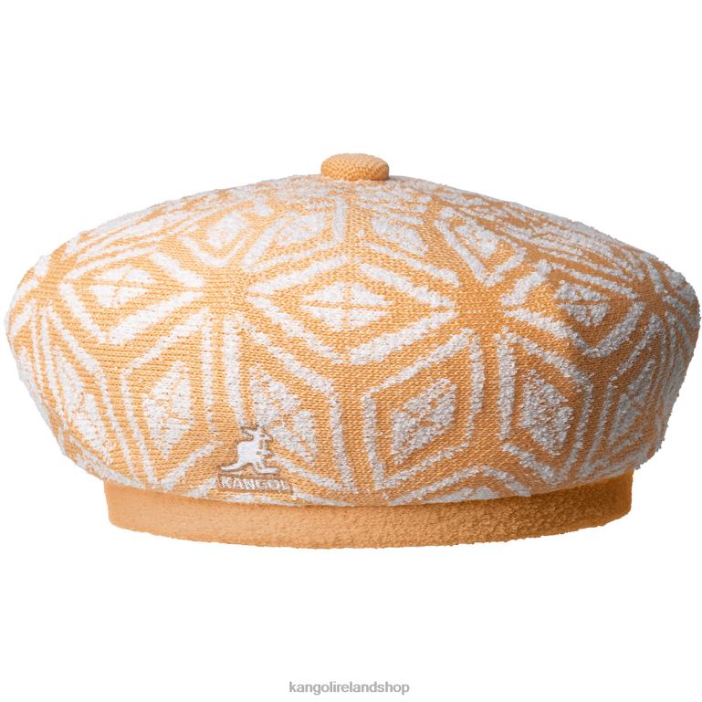 IE Kangol Diamond Jax Beret Papaya Milk/White Unisex Accessories 6B26V396
