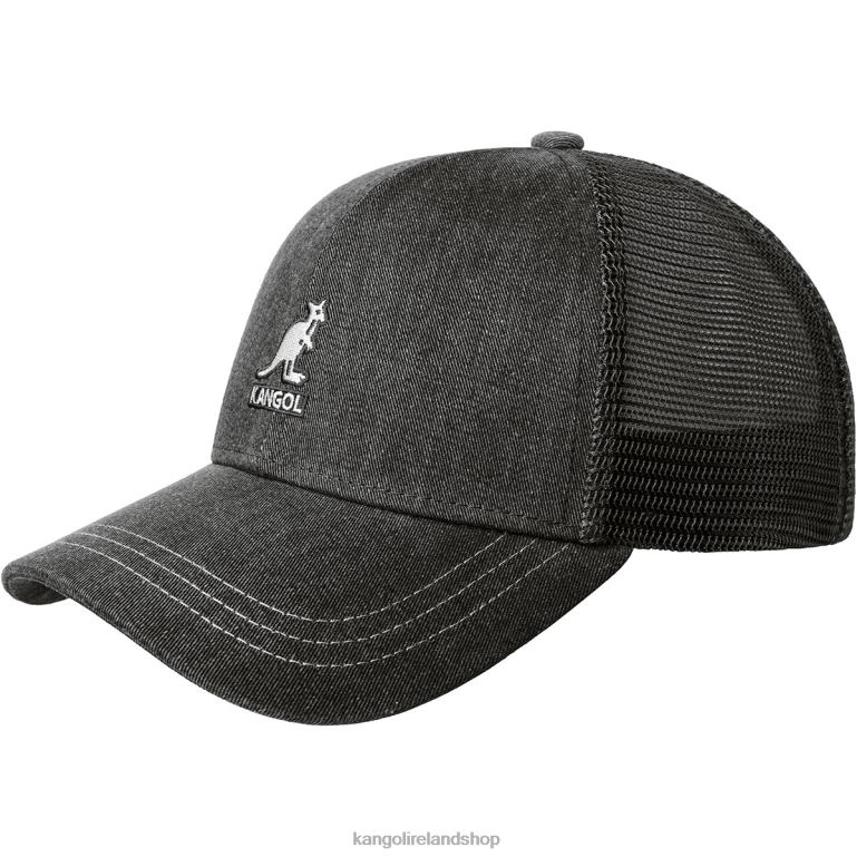 IE Kangol Distressed Cotton Mesh Baseball Black Unisex Accessories 6B26V291