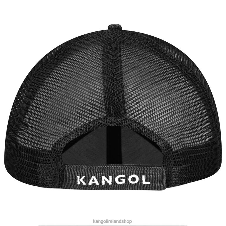 IE Kangol Distressed Cotton Mesh Baseball Black Unisex Accessories 6B26V291