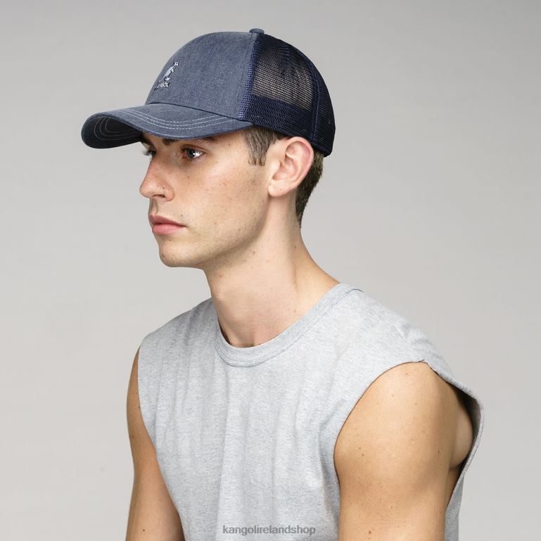 IE Kangol Distressed Cotton Mesh Baseball Navy Unisex Accessories 6B26V292