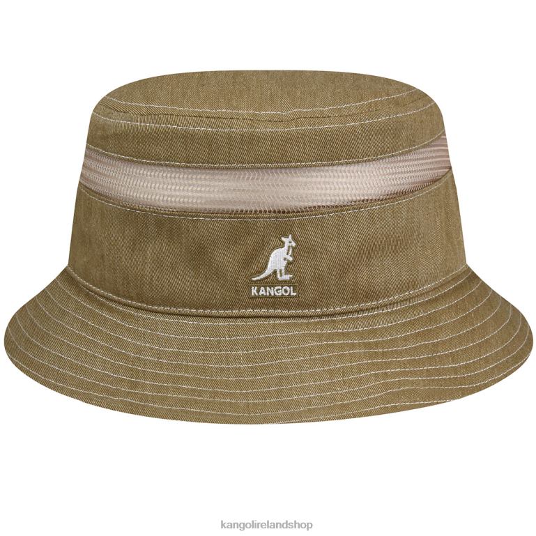 IE Kangol Distressed Cotton Mesh Bucket Oat Unisex Accessories 6B26V472