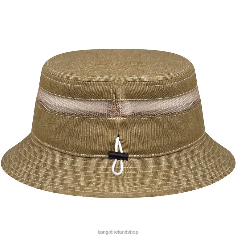 IE Kangol Distressed Cotton Mesh Bucket Oat Unisex Accessories 6B26V472