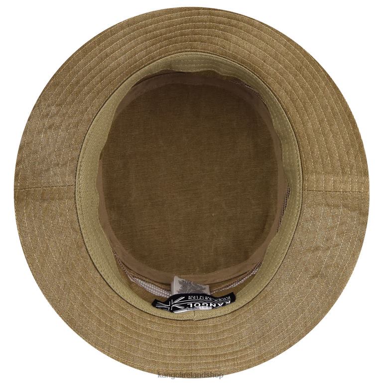 IE Kangol Distressed Cotton Mesh Bucket Oat Unisex Accessories 6B26V472