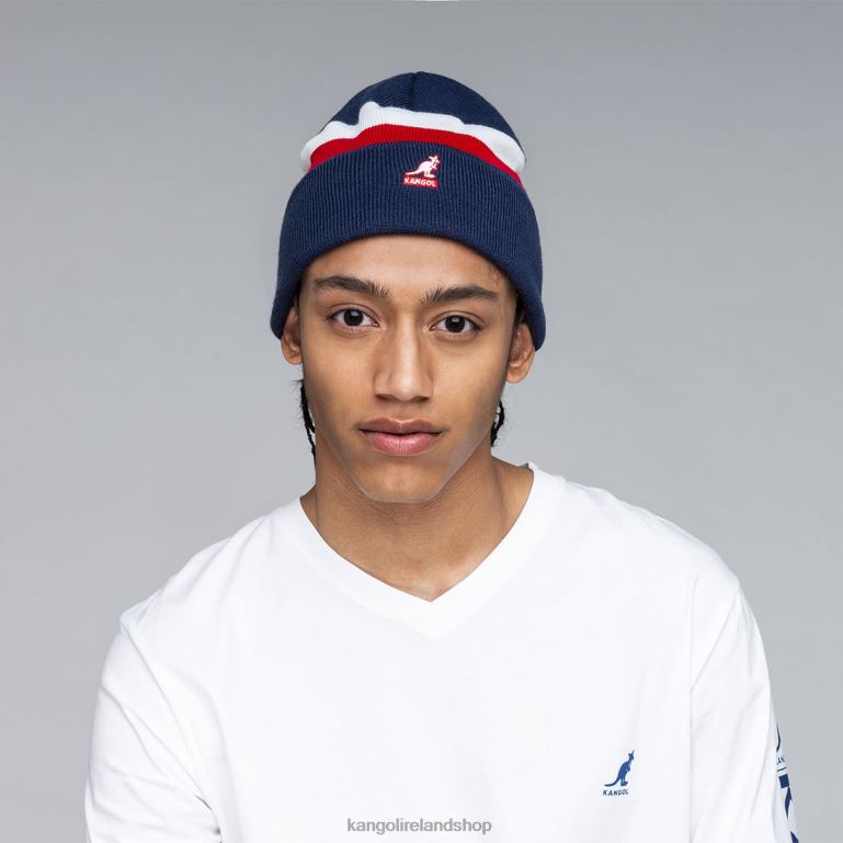 IE Kangol Dual Stripe Beanie Navy Unisex Accessories 6B26V821