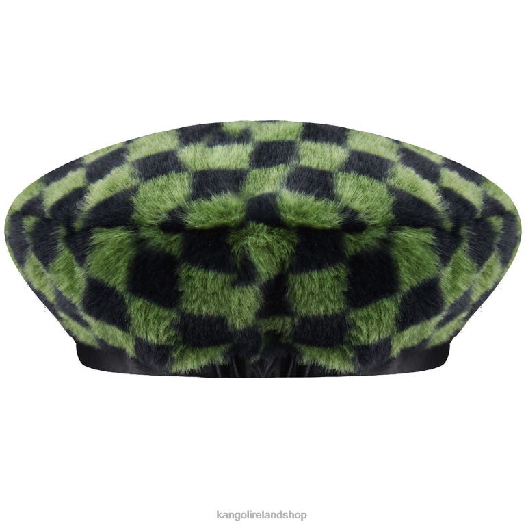 IE Kangol Faux Fur Beret Olive Check Unisex Accessories 6B26V409