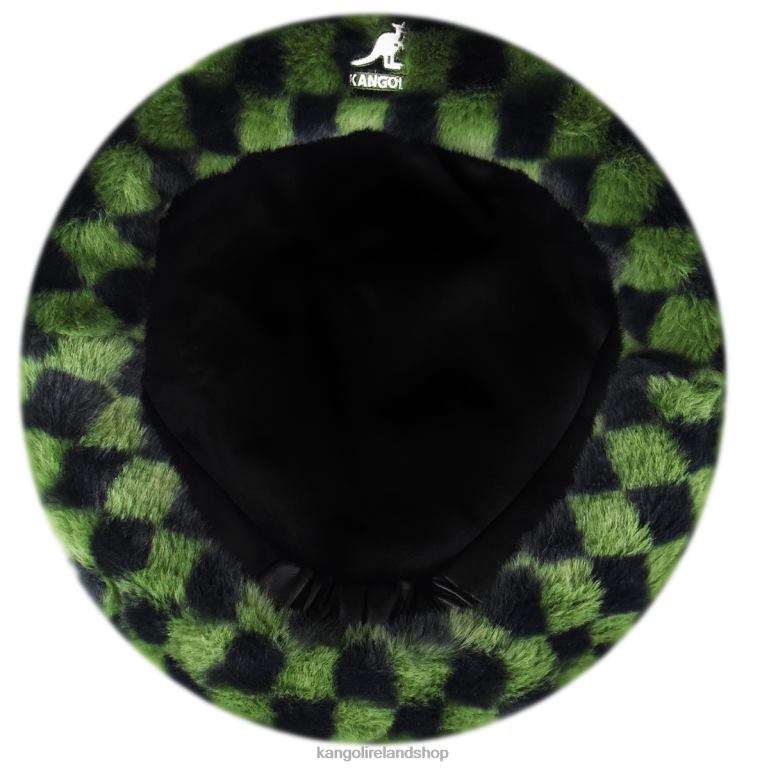 IE Kangol Faux Fur Beret Olive Check Unisex Accessories 6B26V409