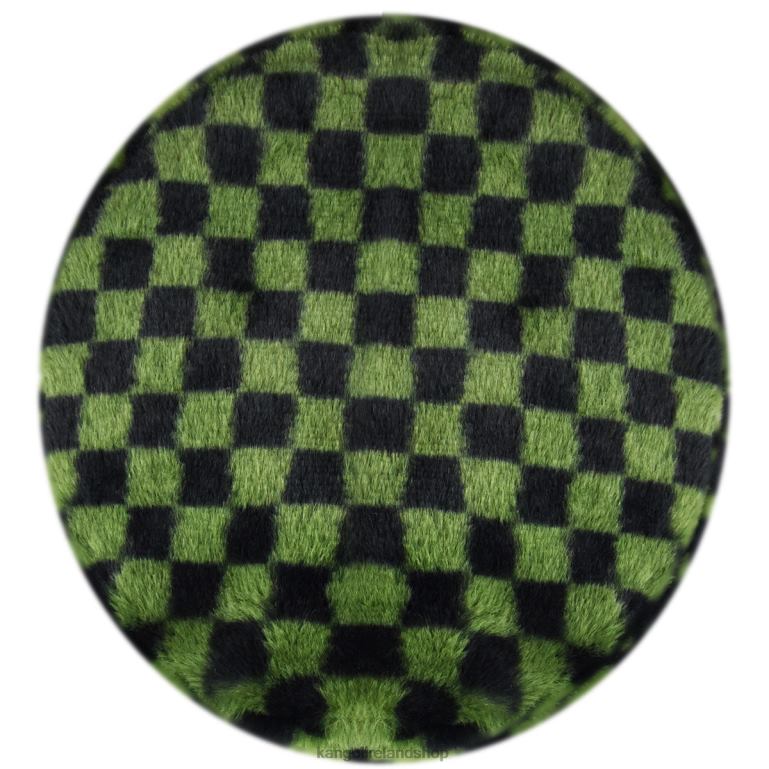 IE Kangol Faux Fur Beret Olive Check Unisex Accessories 6B26V409