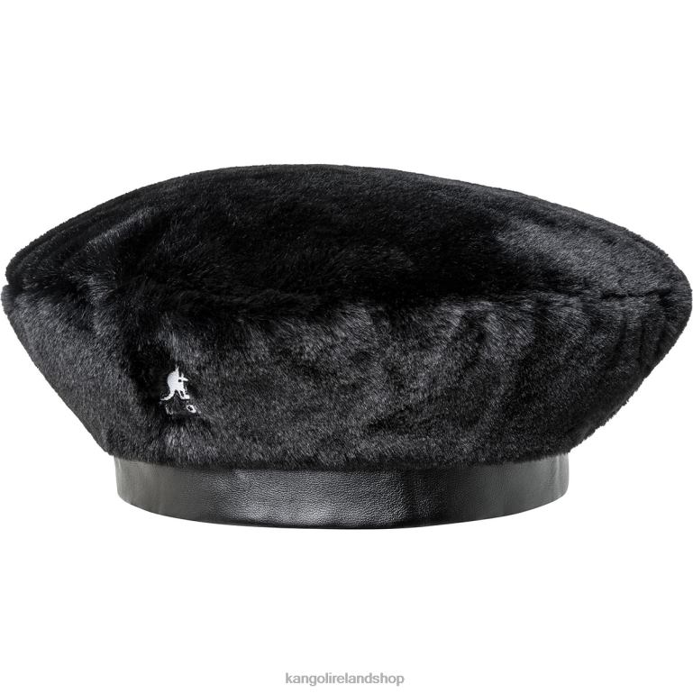 IE Kangol Faux Fur Beret Solid Black Unisex Accessories 6B26V403