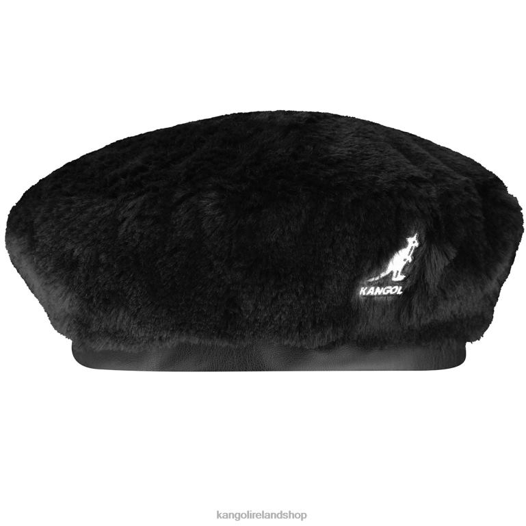 IE Kangol Faux Fur Beret Solid Black Unisex Accessories 6B26V403
