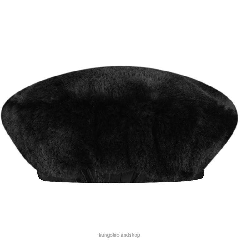 IE Kangol Faux Fur Beret Solid Black Unisex Accessories 6B26V403