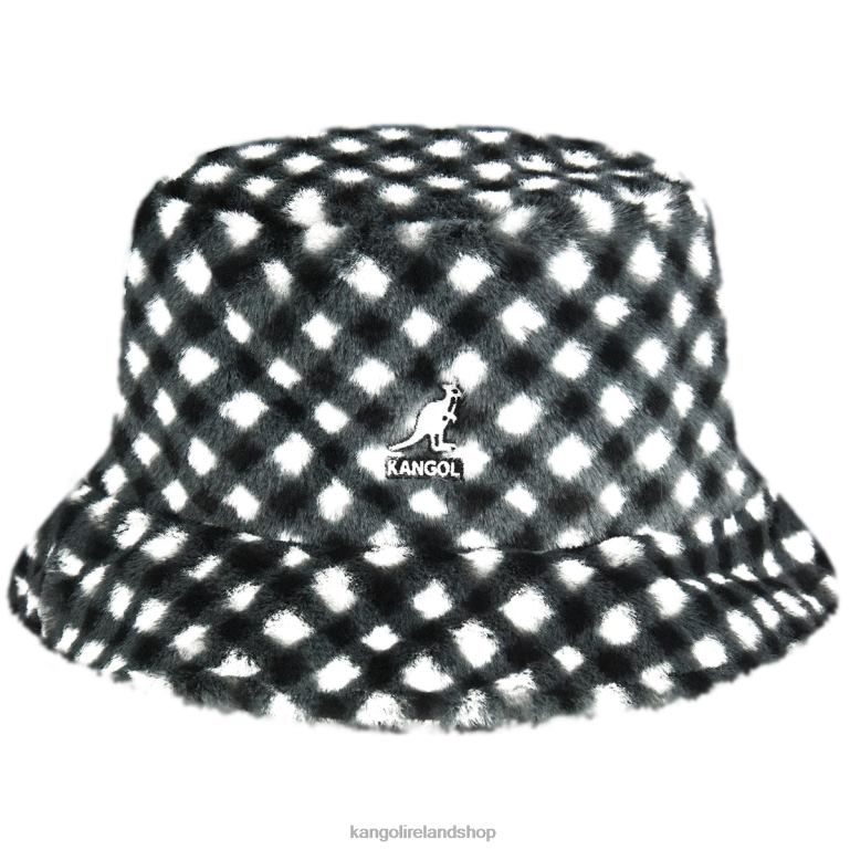 IE Kangol Faux Fur Bucket Black Gingham Unisex Accessories 6B26V710