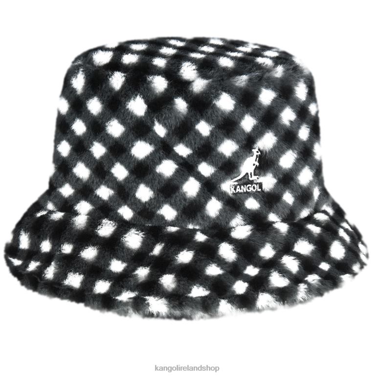 IE Kangol Faux Fur Bucket Black Gingham Unisex Accessories 6B26V710