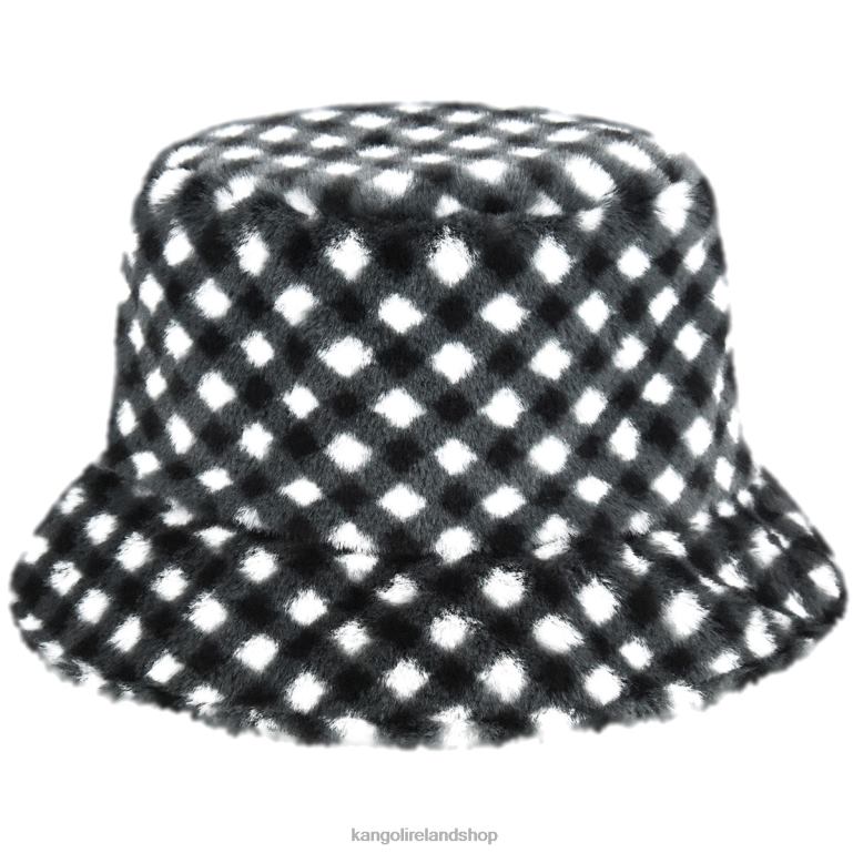 IE Kangol Faux Fur Bucket Black Gingham Unisex Accessories 6B26V710