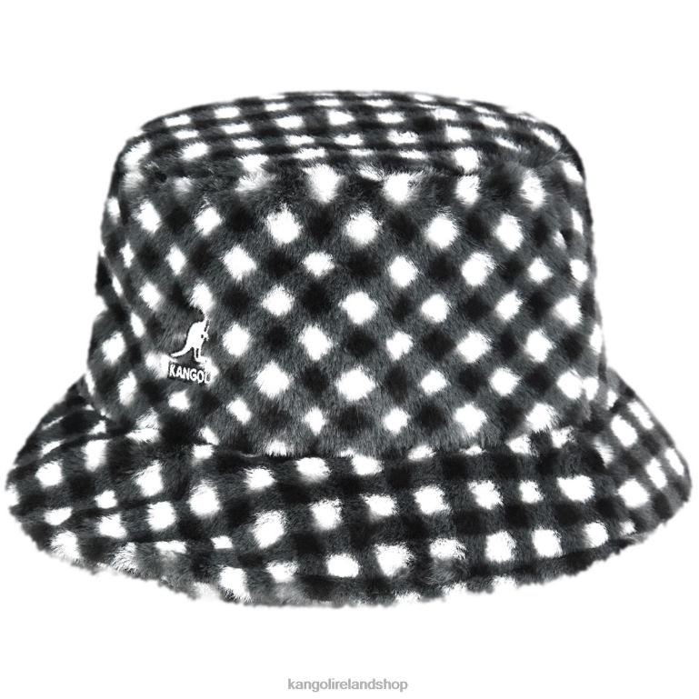 IE Kangol Faux Fur Bucket Black Gingham Unisex Accessories 6B26V710