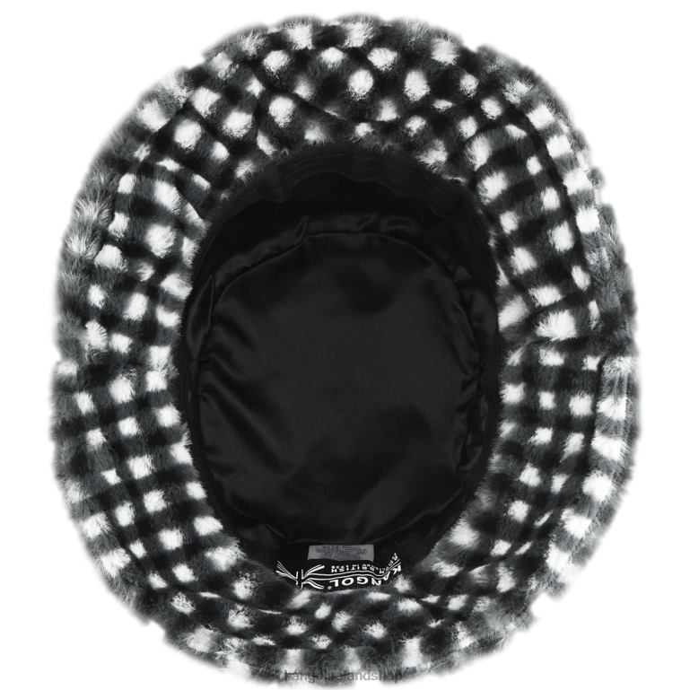IE Kangol Faux Fur Bucket Black Gingham Unisex Accessories 6B26V710