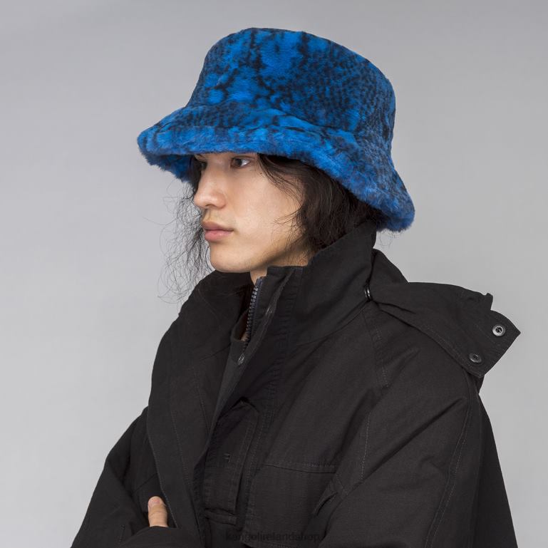 IE Kangol Faux Fur Bucket Blue Snake Unisex Accessories 6B26V711