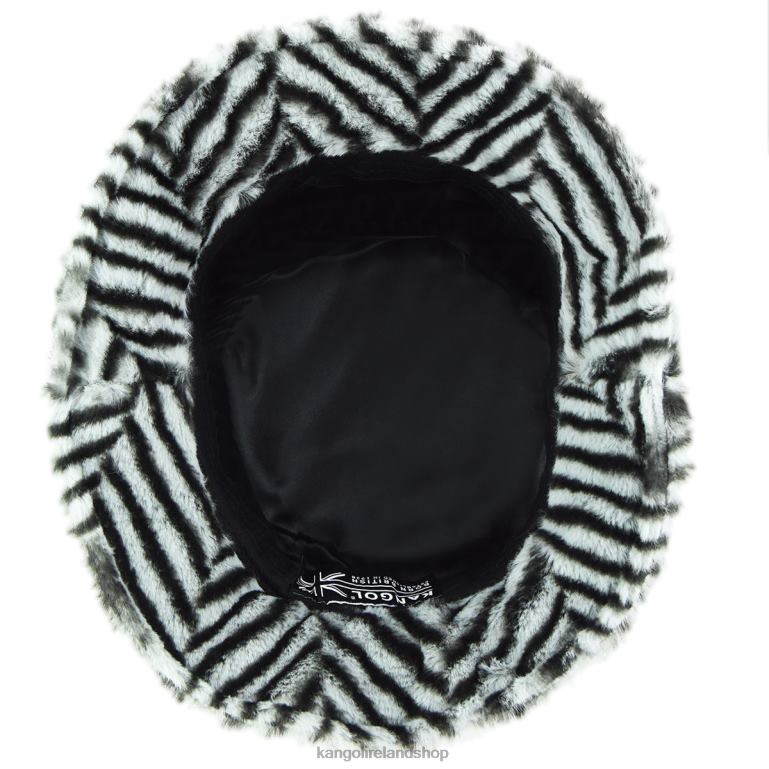 IE Kangol Faux Fur Bucket Grey Herringbone Unisex Accessories 6B26V705