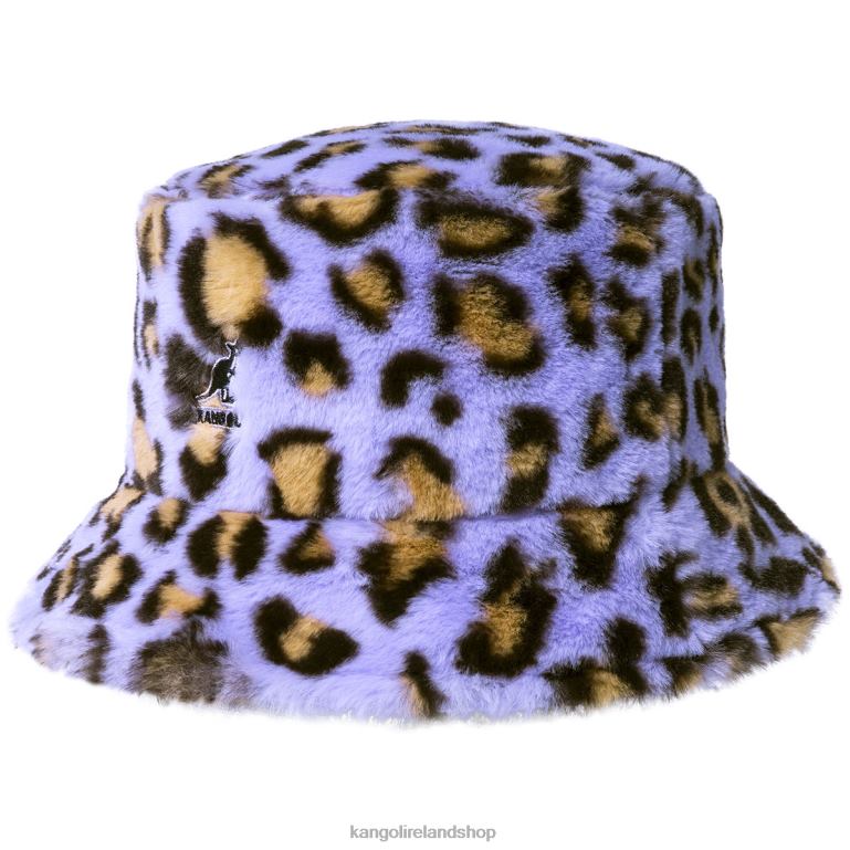 IE Kangol Faux Fur Bucket Lavender Leopard Unisex Accessories 6B26V708