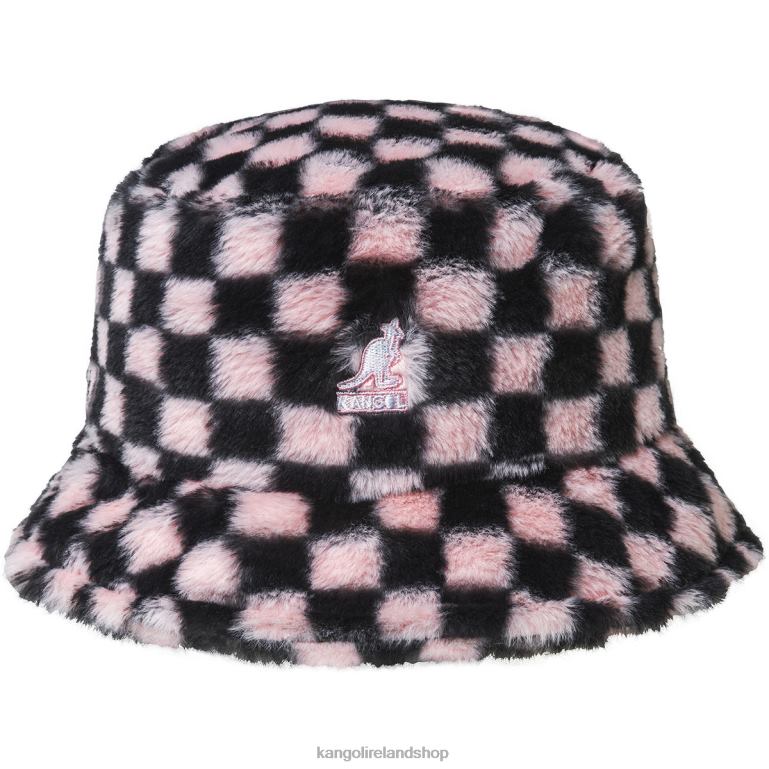 IE Kangol Faux Fur Bucket Pepto Check Unisex Accessories 6B26V713