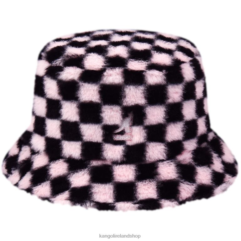 IE Kangol Faux Fur Bucket Pepto Check Unisex Accessories 6B26V713