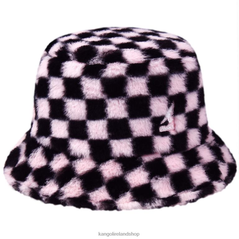 IE Kangol Faux Fur Bucket Pepto Check Unisex Accessories 6B26V713