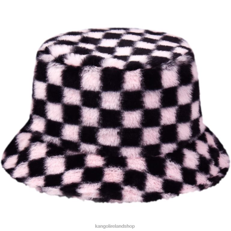 IE Kangol Faux Fur Bucket Pepto Check Unisex Accessories 6B26V713