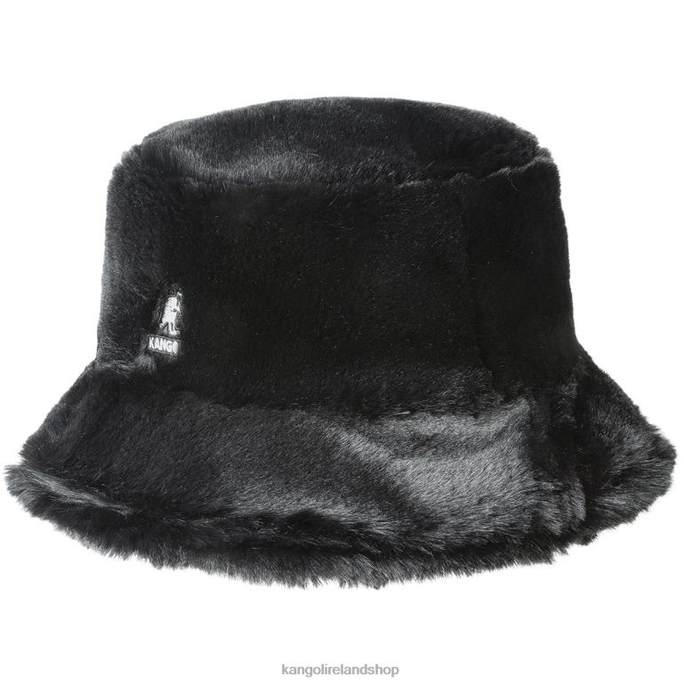 IE Kangol Faux Fur Bucket Solid Black Unisex Accessories 6B26V706