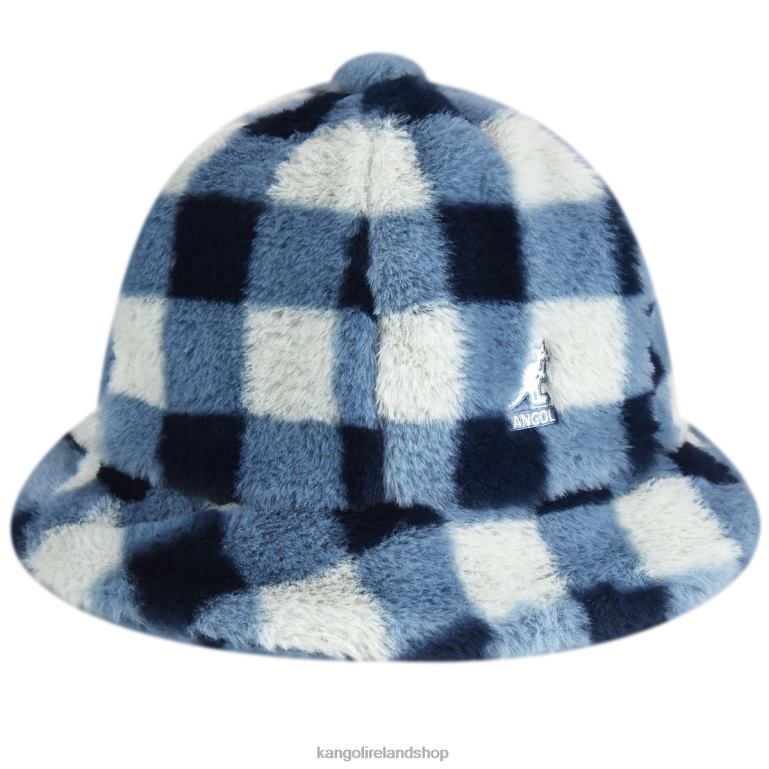 IE Kangol Faux Fur Casual Blue Check Unisex Accessories 6B26V702