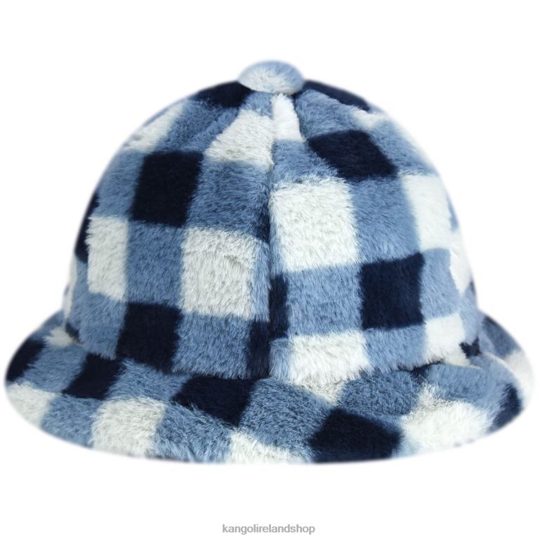 IE Kangol Faux Fur Casual Blue Check Unisex Accessories 6B26V702