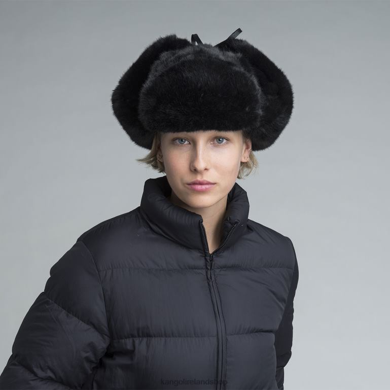 IE Kangol Faux Fur Trapper Black Unisex Accessories 6B26V861