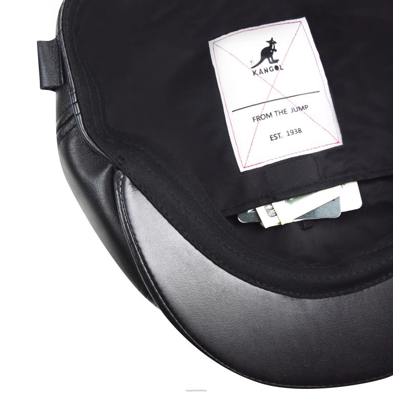 IE Kangol Faux Leather Cap Black Unisex Accessories 6B26V763