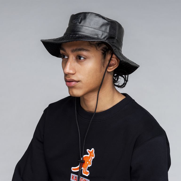 IE Kangol Faux Leather Reversible Bucket Black Unisex Accessories 6B26V544