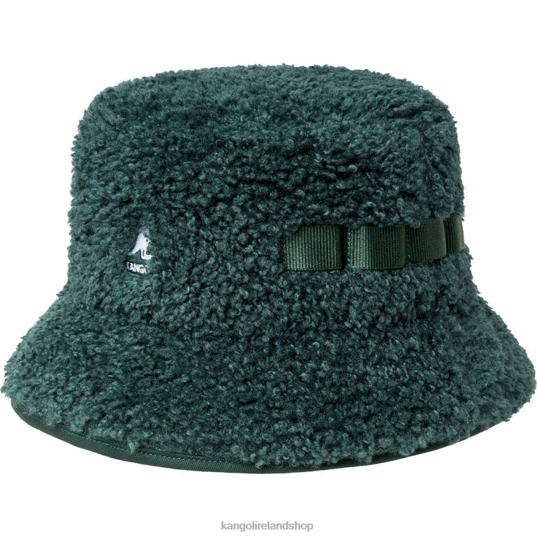 IE Kangol Faux Shearling Utility Bucket Pine Unisex Accessories 6B26V554