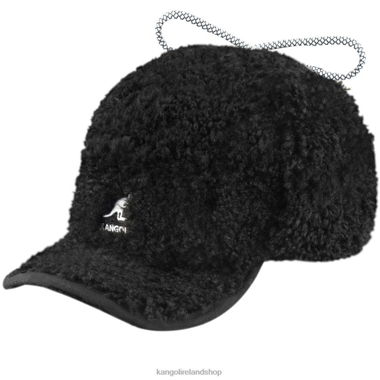 IE Kangol Faux Shearling Utility Flap Cap Black Unisex Accessories 6B26V912
