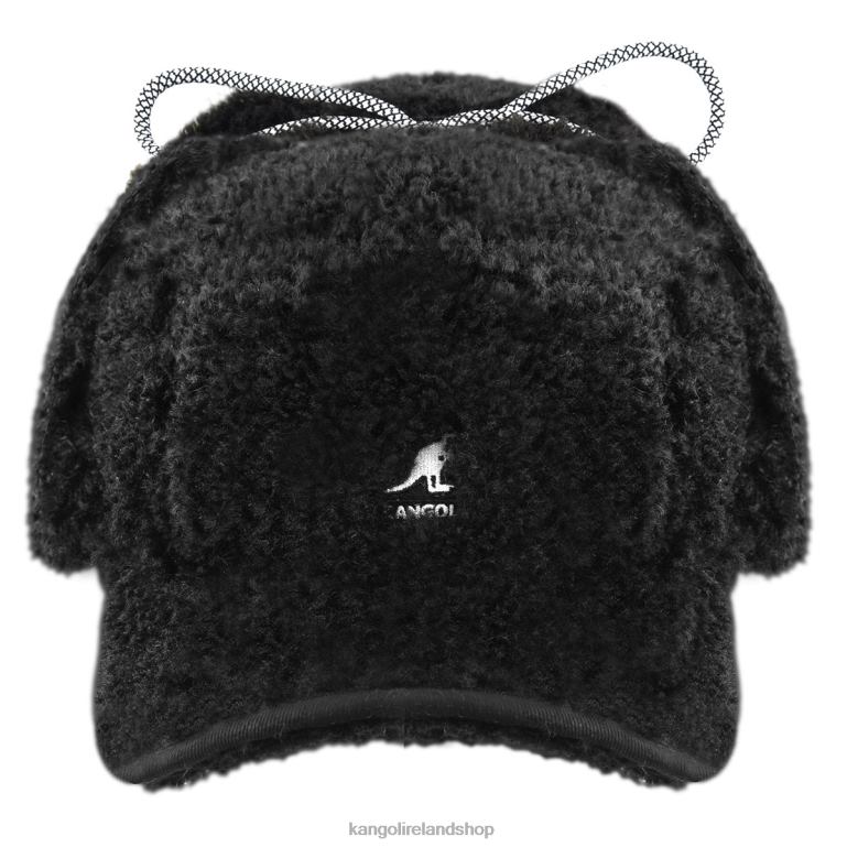 IE Kangol Faux Shearling Utility Flap Cap Black Unisex Accessories 6B26V912